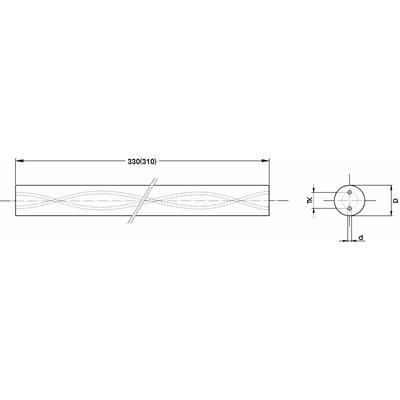 18,8 x 330 (310) mm keményfém kör hasáb 0,2mm köszörülési ráhagyással, 2db 2mm hűtőfurattal (100,67mm emelkedésű spirál) 9,75mm osztókörön