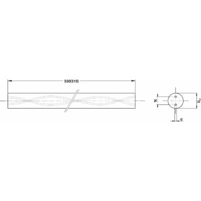 3 x 330 (310) mm keményfém kör hasáb h5 köszörüléssel, 2db 0,15mm hűtőfurattal (11,23mm emelkedésű spirál) 0,3mm osztókörön