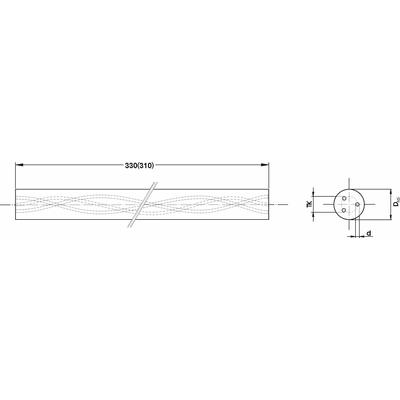 12 x 330 (310) mm keményfém kör hasáb h5 köszörüléssel, 3db 0,9mm hűtőfurattal (44,93mm emelkedésű spirál) 4,2mm osztókörön