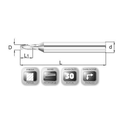 5 x 6 mm, Keményfém maró, 65-6, 50 mm teljes hossz, 6 mm szár átmérő